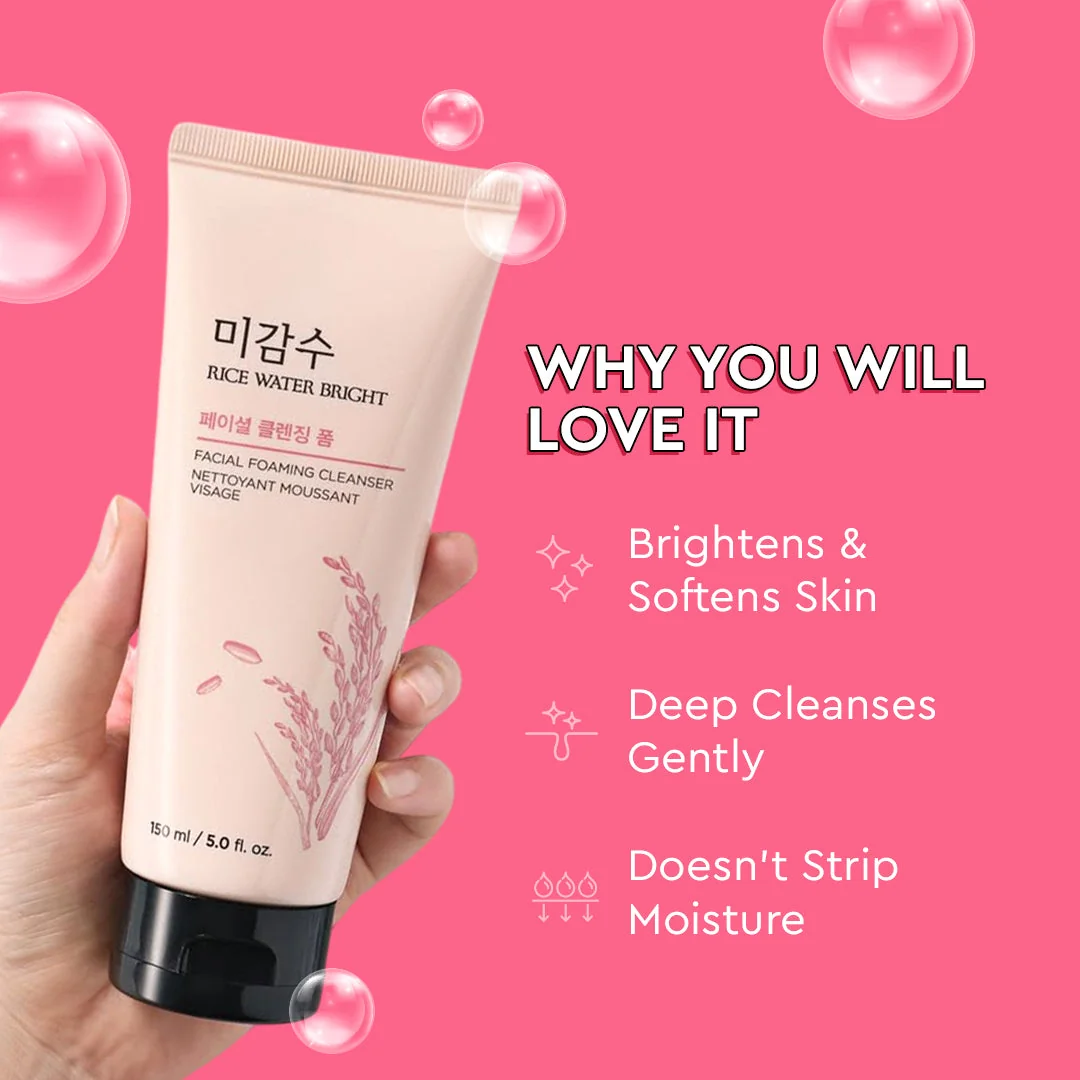 Why you will love The Face Shop Rice Water Bright Cleansing Foam benefits