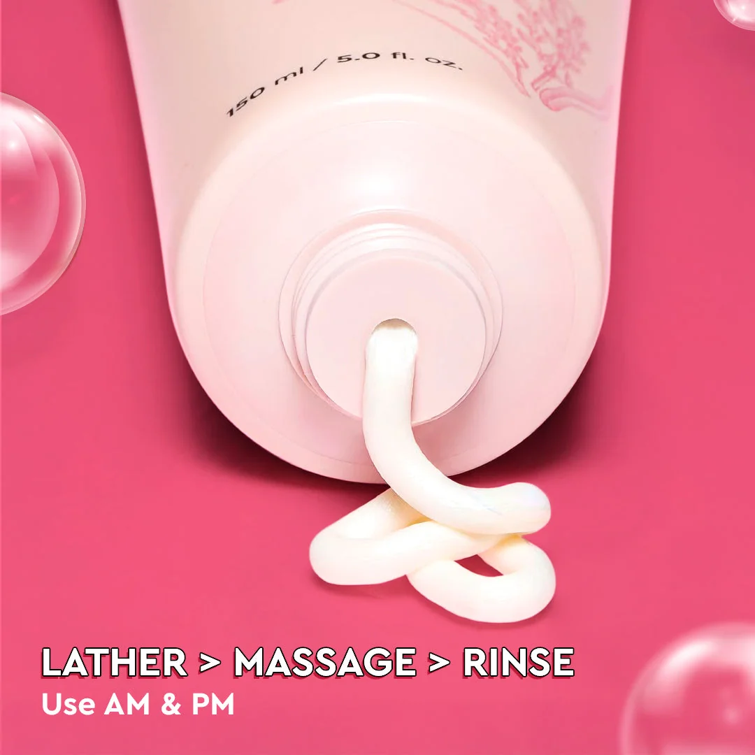 Creamy foam texture Lather Massage Rinse for Rice Water Bright Cleansing Foam