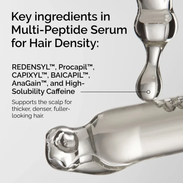 The Ordinary Multi-Peptide Hair Density serum key peptide technologies infographic