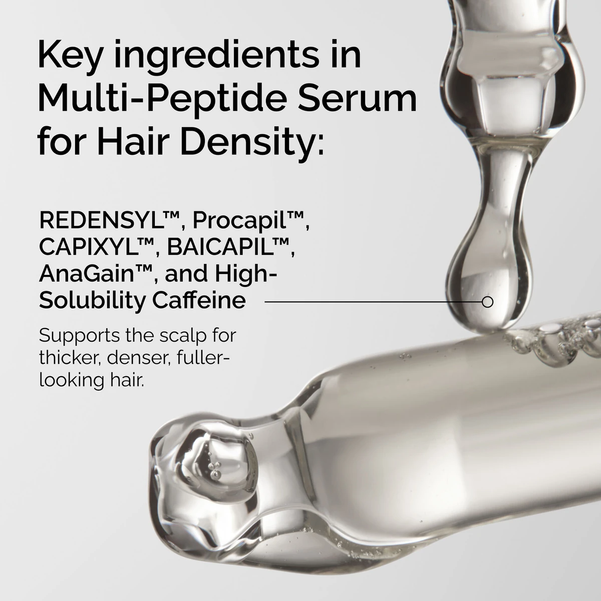 The Ordinary Multi-Peptide Hair Density serum key peptide technologies infographic