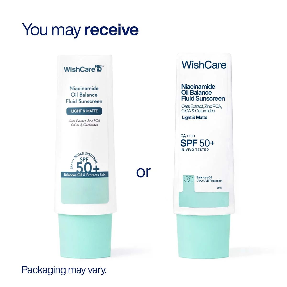 WishCare Niacinamide Sunscreen old and new packaging