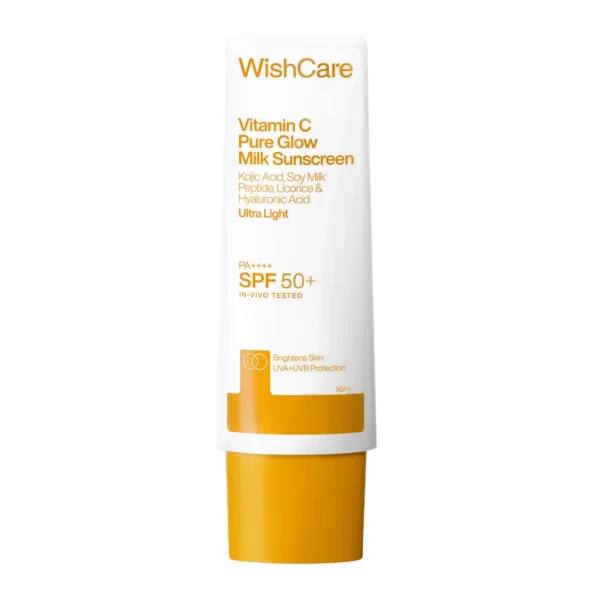 WishCare Vitamin C Pure Glow Milk Sunscreen SPF 50 PA++++ tube