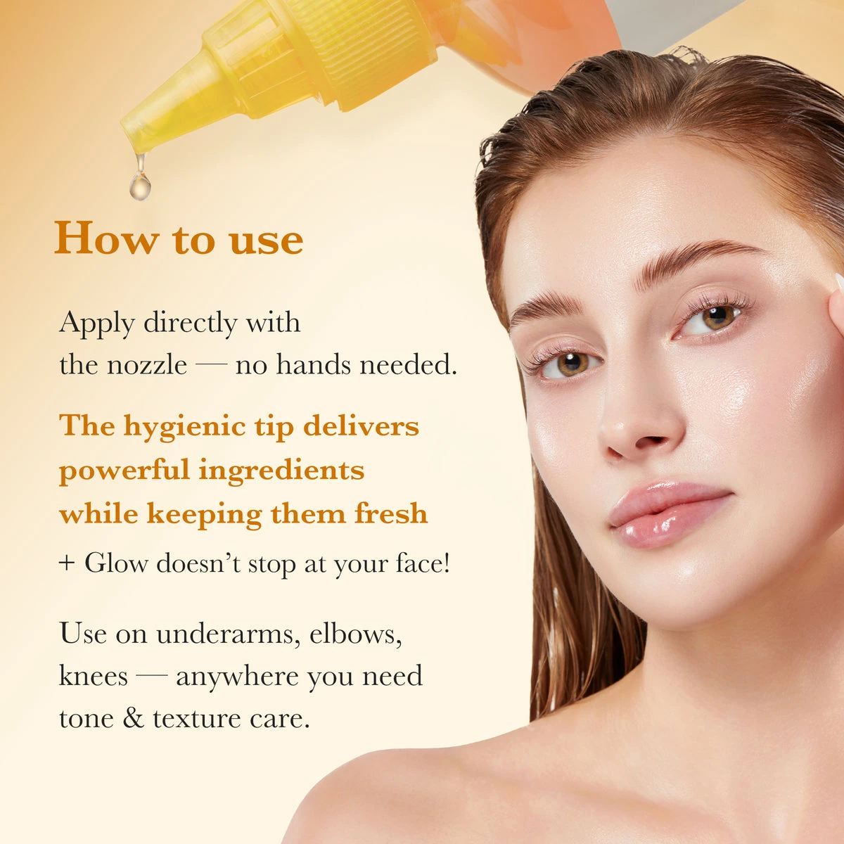 How to use the Kojic Acid Turmeric Toner with its nozzle applicator