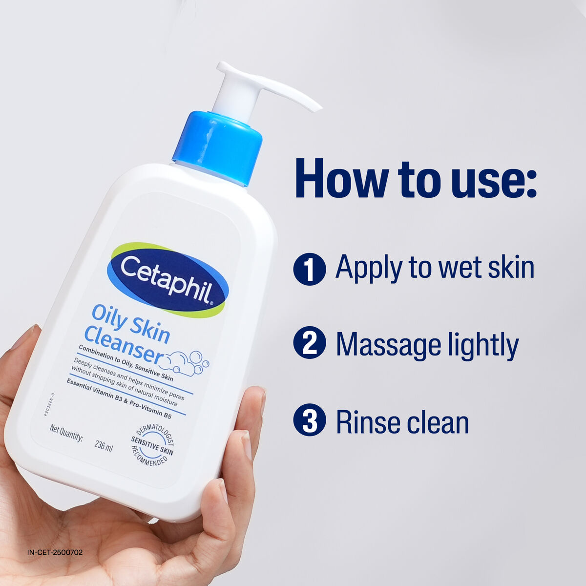 Cetaphil Oily Skin Cleanser how to use apply massage rinse