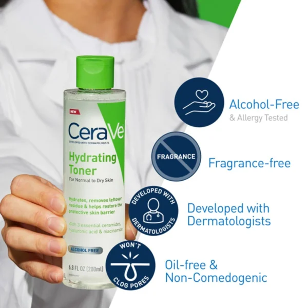 CeraVe Hydrating Toner alcohol-free and fragrance-free callouts