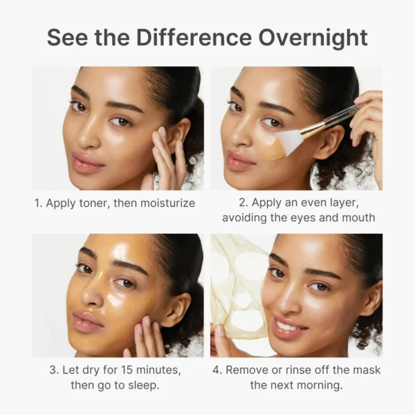 Four steps to apply the overnight wrapping mask