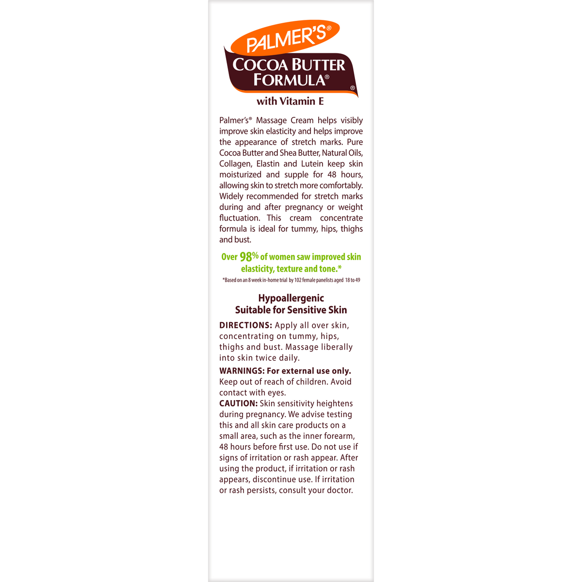 Palmer’s Massage Cream for Stretch Marks tube angle