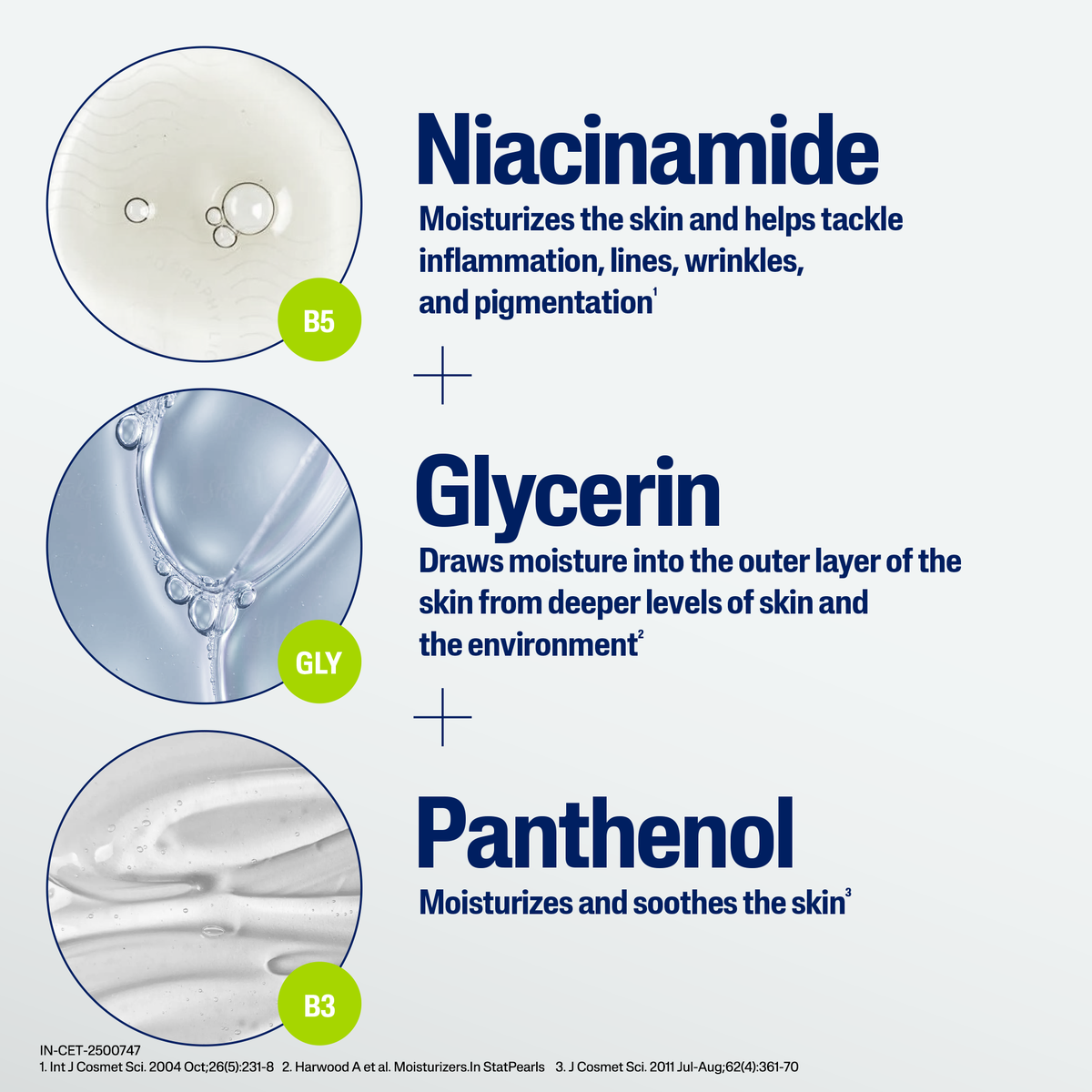 Cetaphil Oily Skin Cleanser key ingredients glycerin niacinamide panthenol graphic