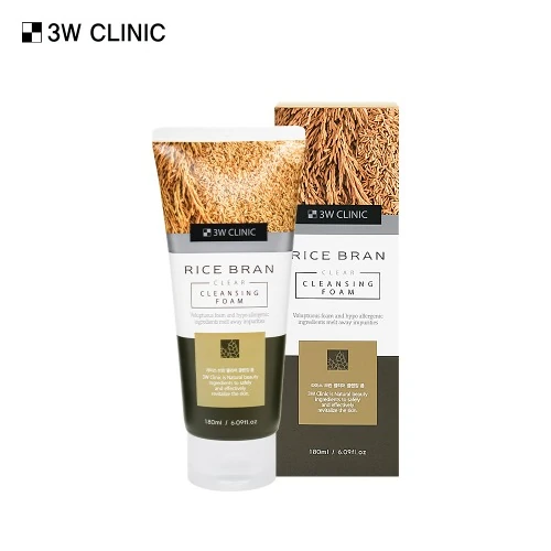 3W Clinic Rice Bran Clear Cleansing Foam 180ml