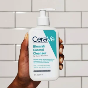 CeraVe Blemish Control Cleanser 236ml bottle held in hand