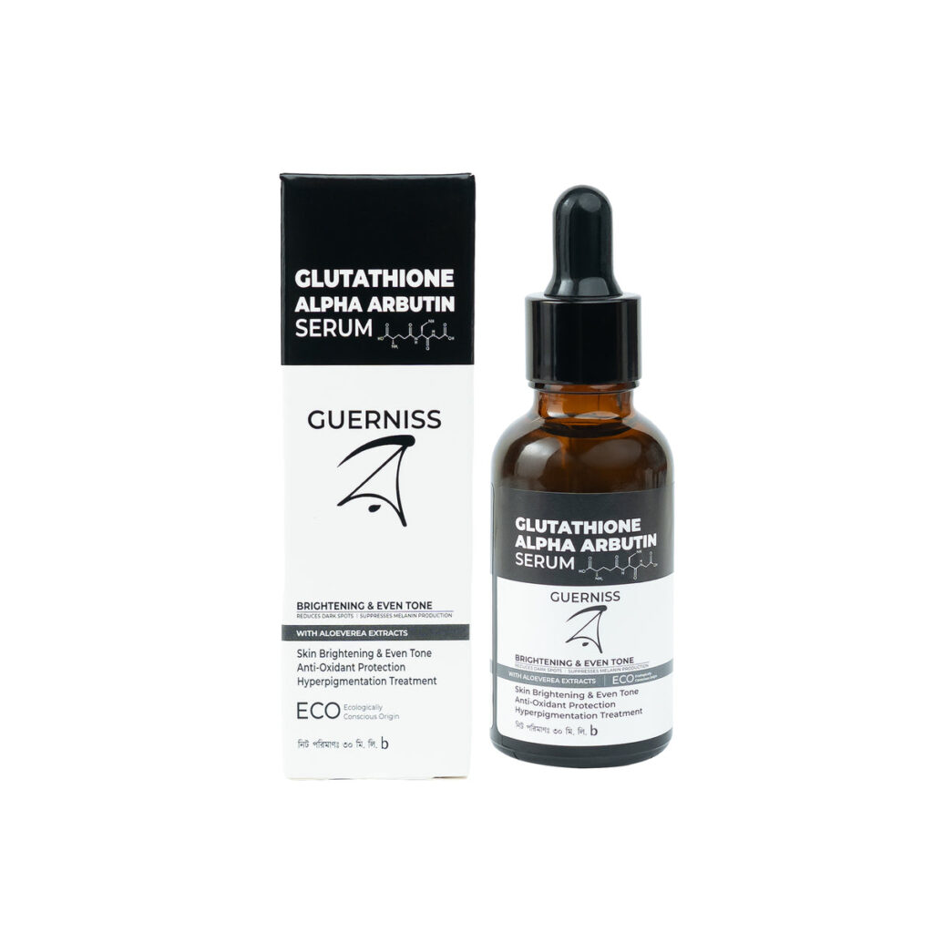 Guerniss Glutathione Alpha Arbutin Serum 30ml bottle and box