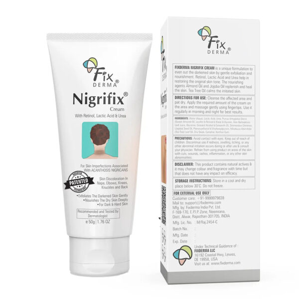 Fixderma Nigrifix Cream tube and box back