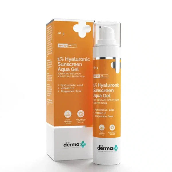 The Derma Co 1% Hyaluronic Sunscreen Aqua Gel SPF 50 PA++++ 50g