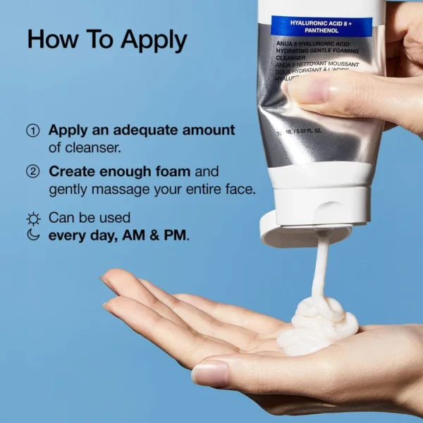 Anua 8 Hyaluronic Acid Cleanser how to apply foam
