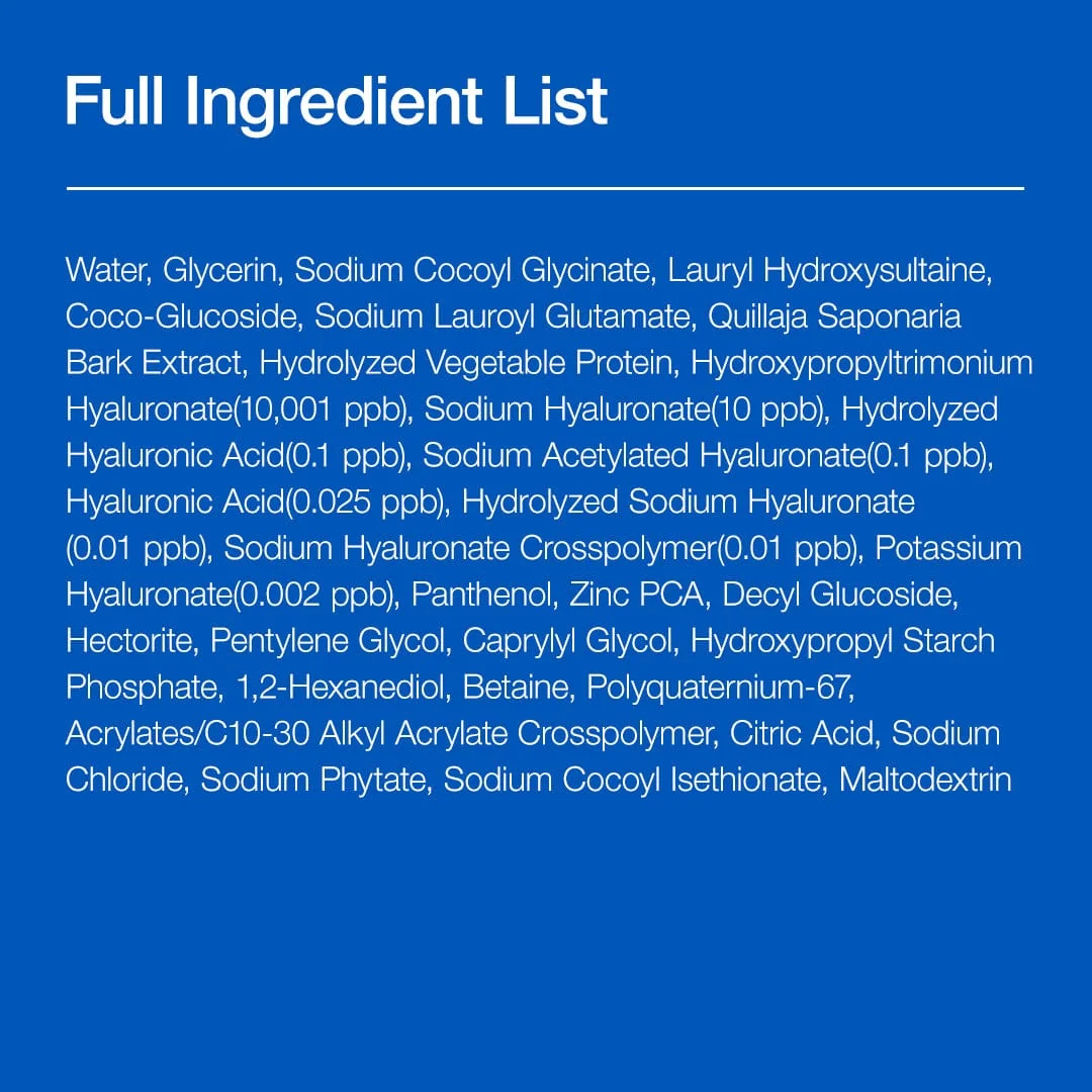 Anua 8 Hyaluronic Acid Cleanser full ingredient list