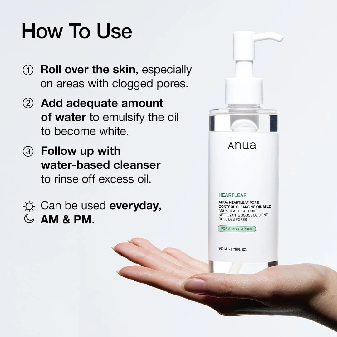 Anua Heartleaf Cleansing Oil Mild how to use steps