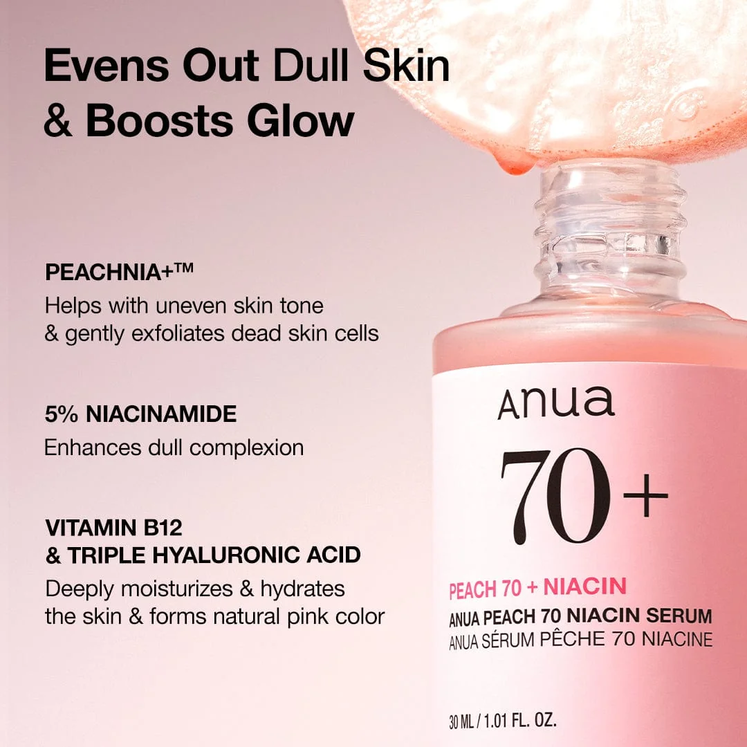 Anua Peach 70 Niacin Serum peachnia niacinamide vitamin B12 benefits