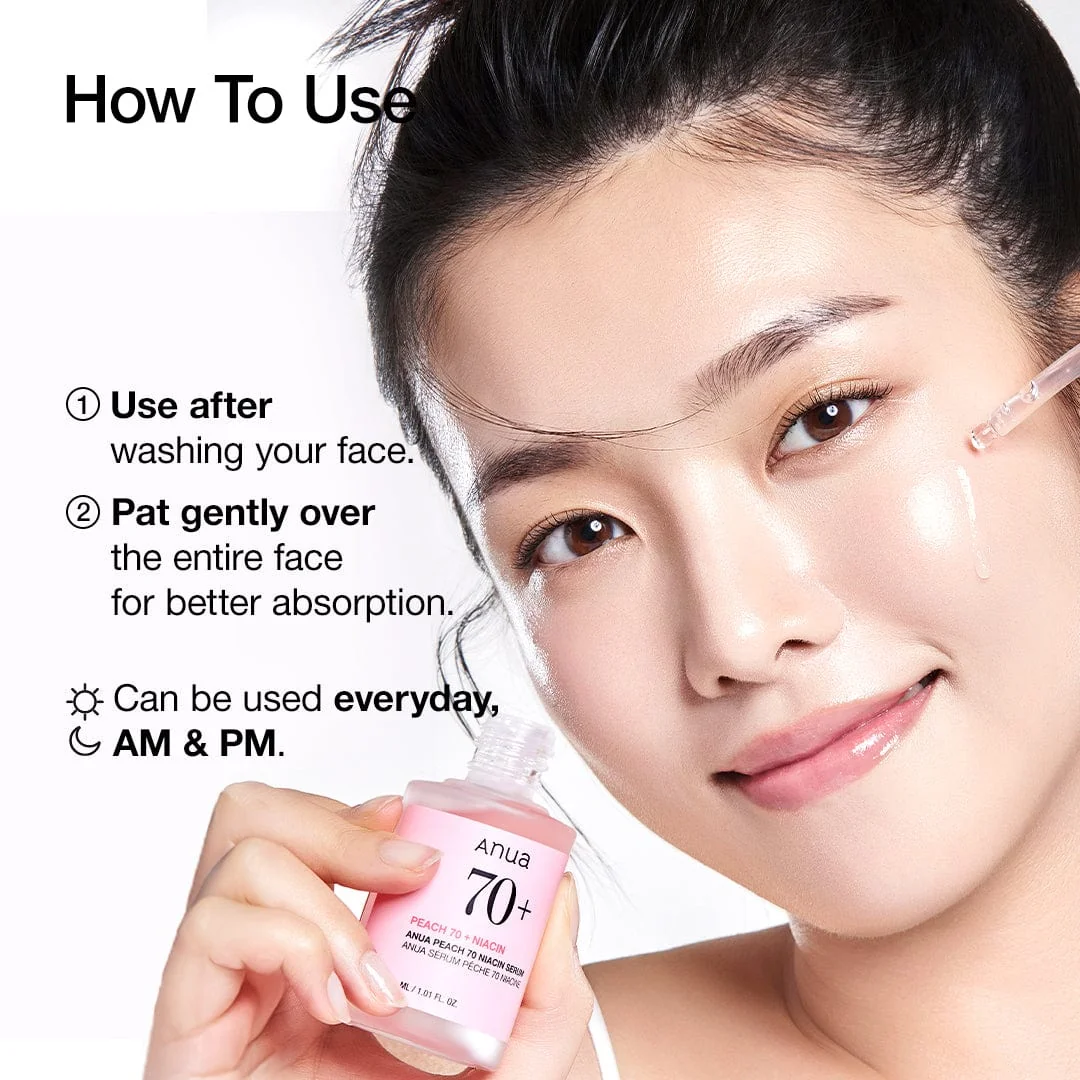 Anua Peach 70 Niacin Serum how to use with model