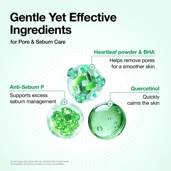 Anua Quercetinol Cleansing Foam key ingredients heartleaf BHA quercetinol