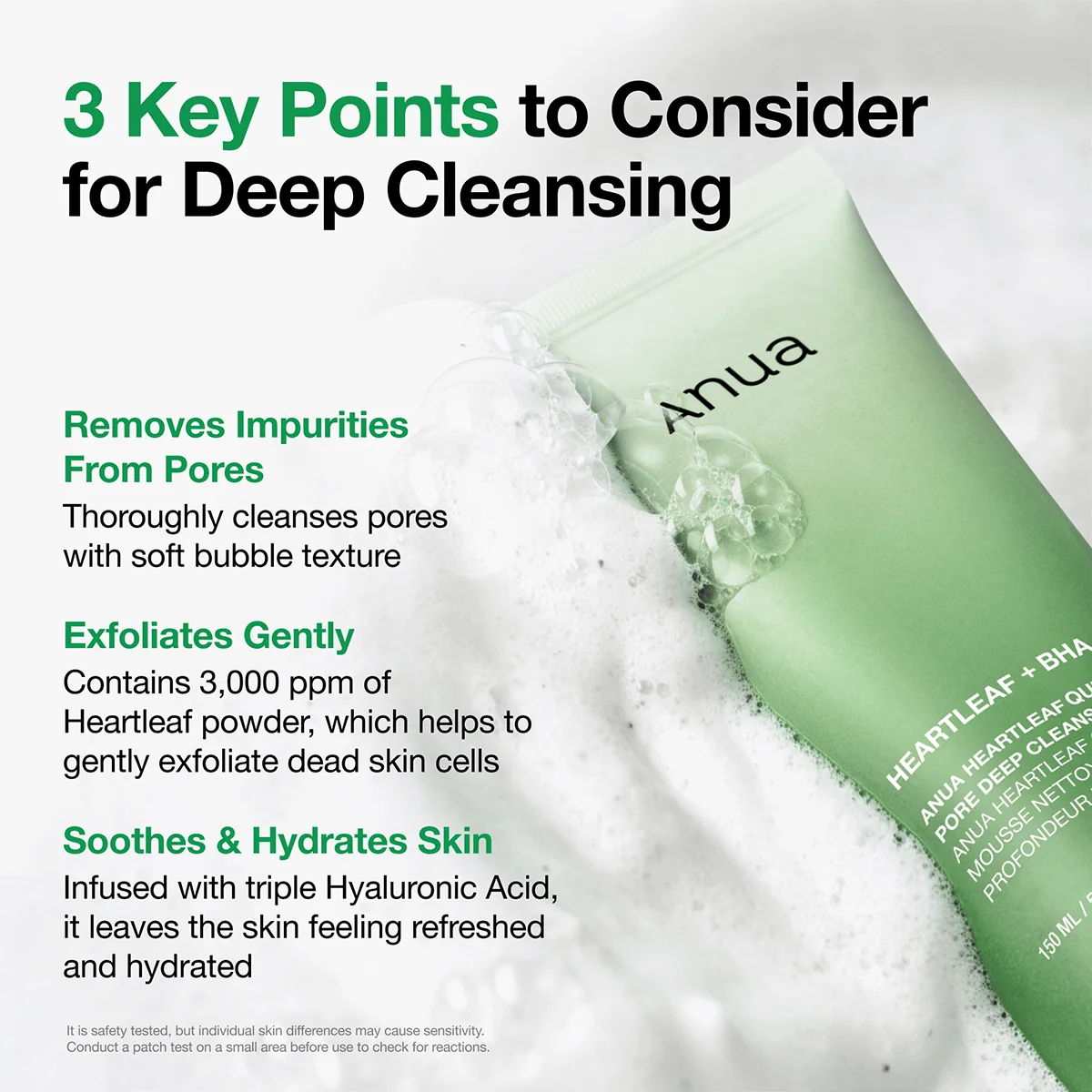 Anua Quercetinol Cleansing Foam three key points for deep cleansing