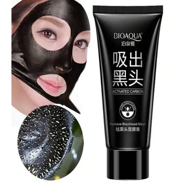 Bioaqua Activated Carbon Mask 60g - activated carbon peel-off mask in use