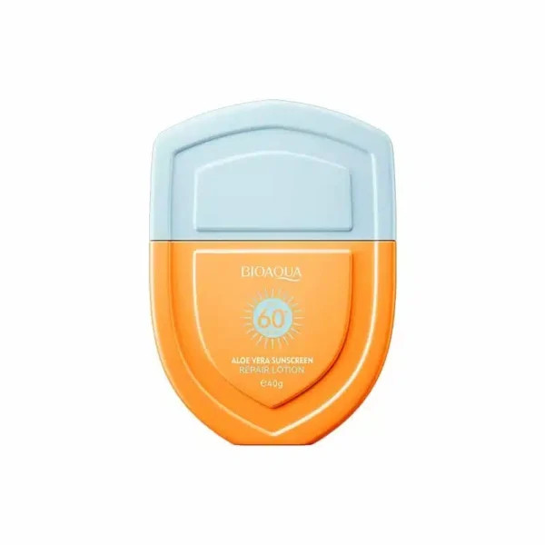 Bioaqua Aloe Vera Sunscreen 40g - compact orange and blue sunscreen pack front view