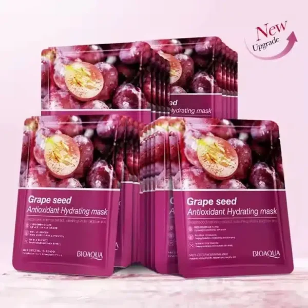 Bioaqua Grape Seed Sheet Mask 25g - stack of grape seed mask sachets