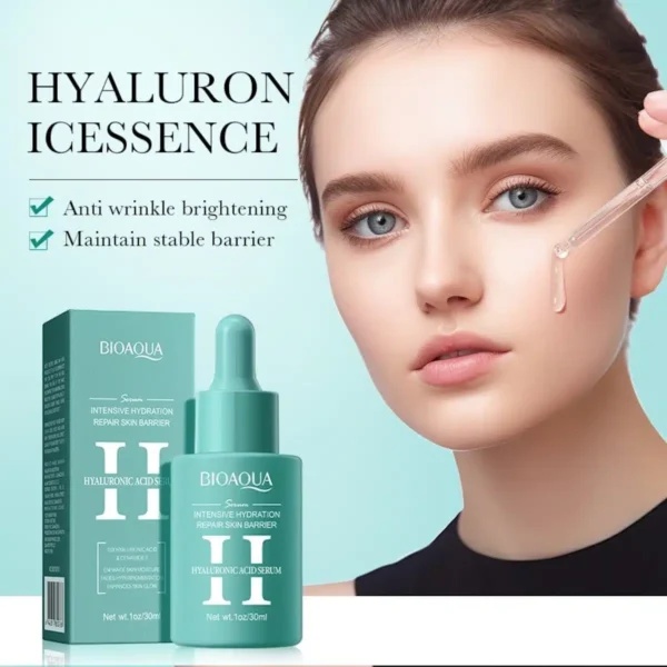 Bioaqua Hyaluronic Acid Serum 30ml - hyaluronic serum with model lifestyle banner