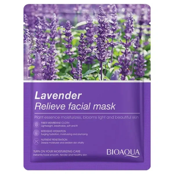 Bioaqua Lavender Sheet Mask - purple lavender relieve facial mask sachet