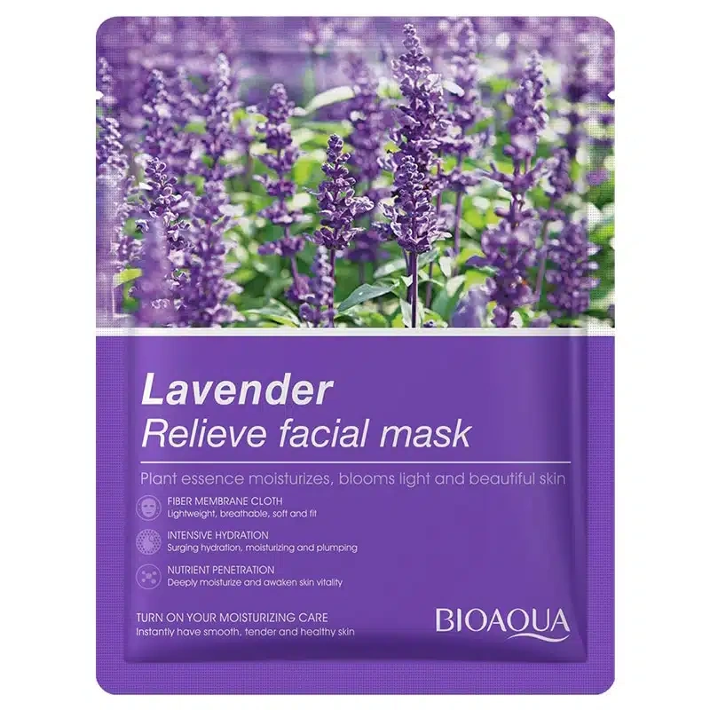 Bioaqua Lavender Sheet Mask - purple lavender relieve facial mask sachet