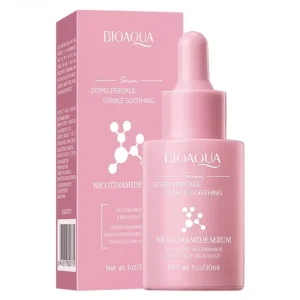 Bioaqua Nicotinamide Serum 30ml - pink nicotinamide serum bottle and box