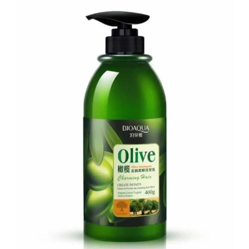 Bioaqua Olive Shampoo 400g - green olive shampoo pump bottle