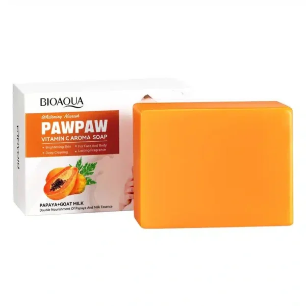 Bioaqua Papaya Soap 100g - orange papaya soap bar and box