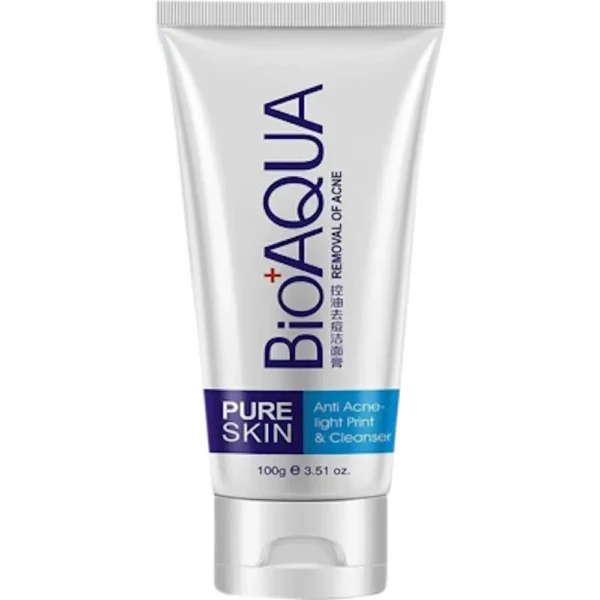 Bioaqua Pure Skin Face Wash 100g - pure skin face wash tube front view