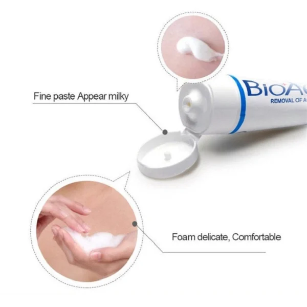 Bioaqua Pure Skin Face Wash 100g - open tube with milky paste and soft foam