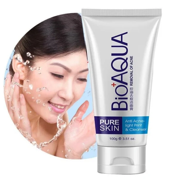 Bioaqua Pure Skin Face Wash 100g - face wash tube with fresh water splash