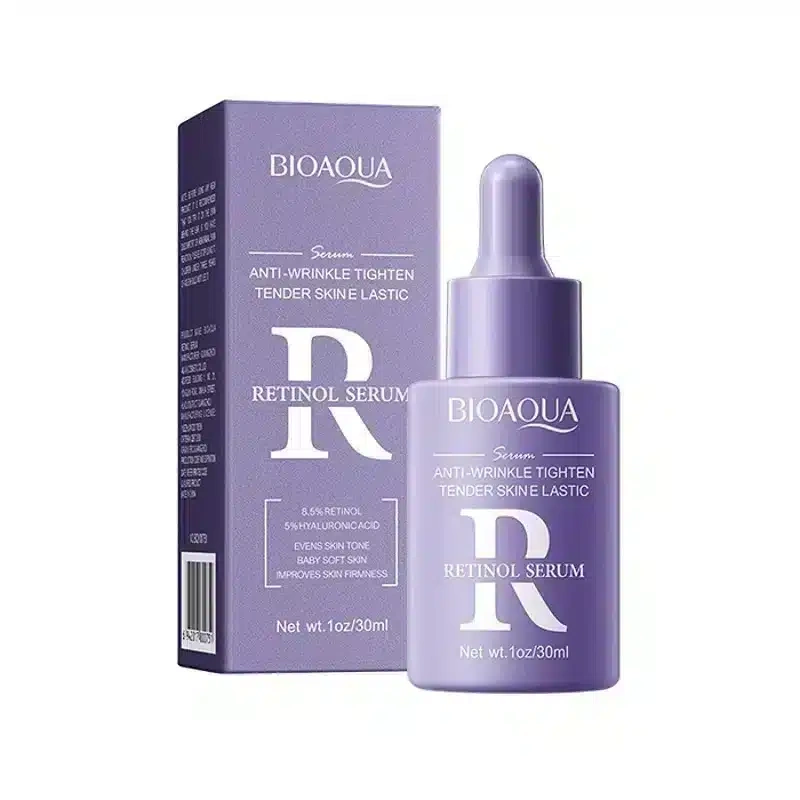 Bioaqua Retinol Serum 30ml - purple retinol serum dropper bottle and box