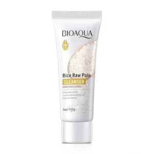Bioaqua Rice Raw Pulp Cleanser 100ml - white rice cleanser tube front view