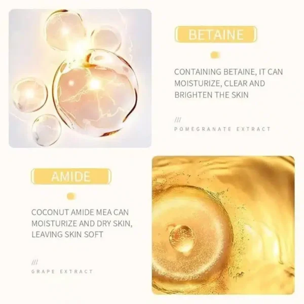 Bioaqua Rice Raw Pulp Cleanser 100ml - betaine and amide ingredient infographic