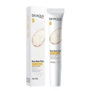 Bioaqua Rice Raw Pulp Eye Cream 20g - rice eye cream tube and box front view