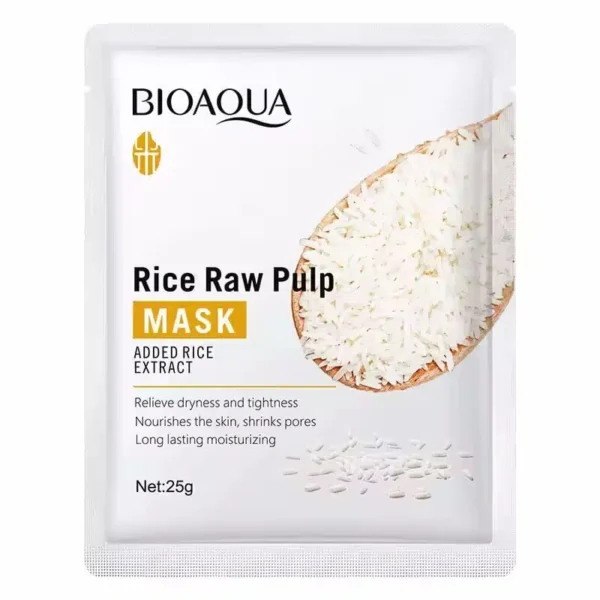 Bioaqua Rice Raw Pulp Sheet Mask 25g - rice raw pulp mask sachet front