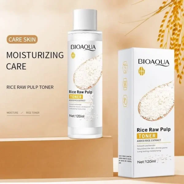 Bioaqua Rice Raw Pulp Toner 120ml - rice toner styled with moisturizing care banner