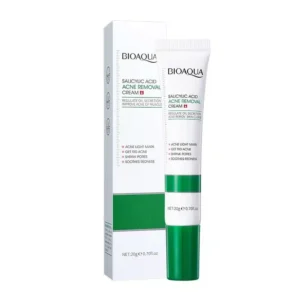 Bioaqua Salicylic Acid Cream 20g - green and white salicylic acid cream tube and box