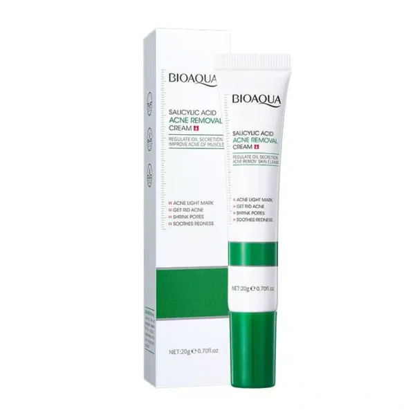 Bioaqua Salicylic Acid Cream 20g - green and white salicylic acid cream tube and box