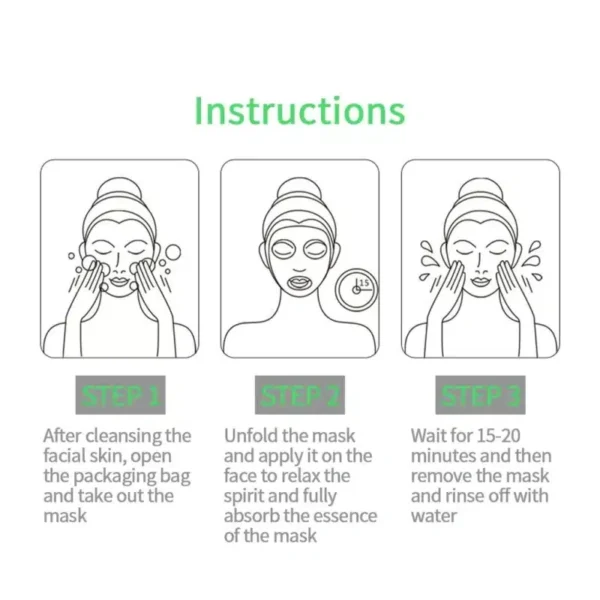 Bioaqua Strawberry Sheet Mask 25g - three-step sheet mask instruction diagram