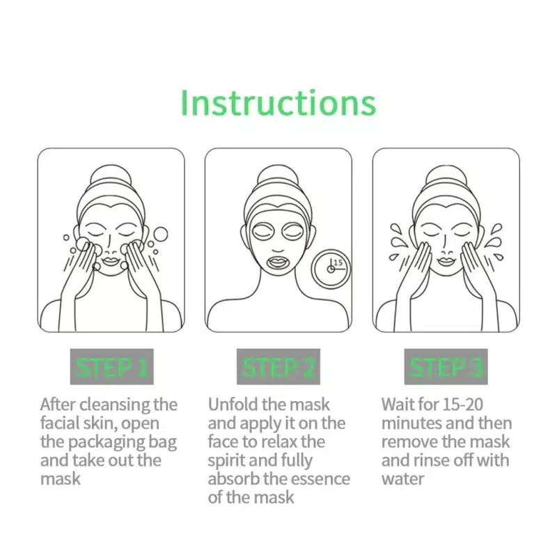 Bioaqua Strawberry Sheet Mask 25g - three-step sheet mask instruction diagram