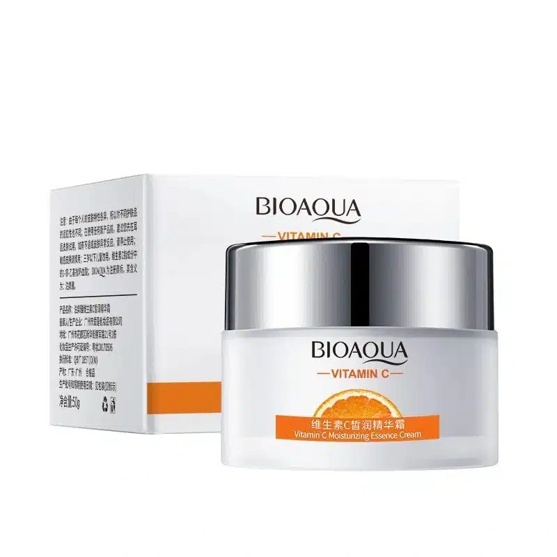 Bioaqua Vitamin C Essence Cream 50g - silver-lid vitamin C cream jar and box