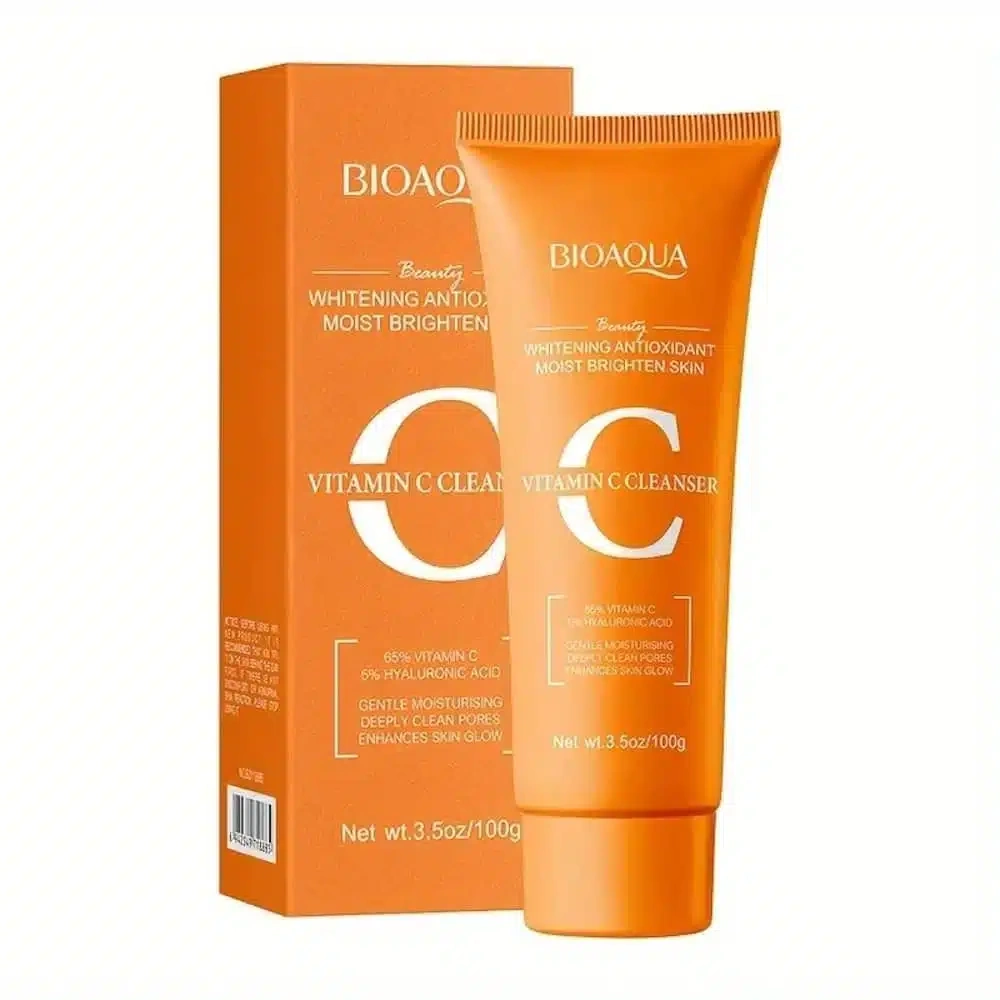 Bioaqua Vitamin C Cleanser 100g - orange vitamin C facial cleanser tube and box