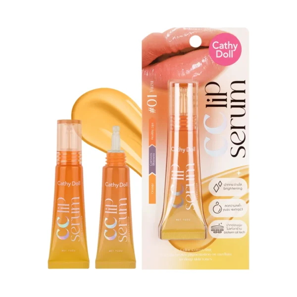 Cathy Doll CC Lip Serum Color Corrector 01 Yuzu orange tube and pack