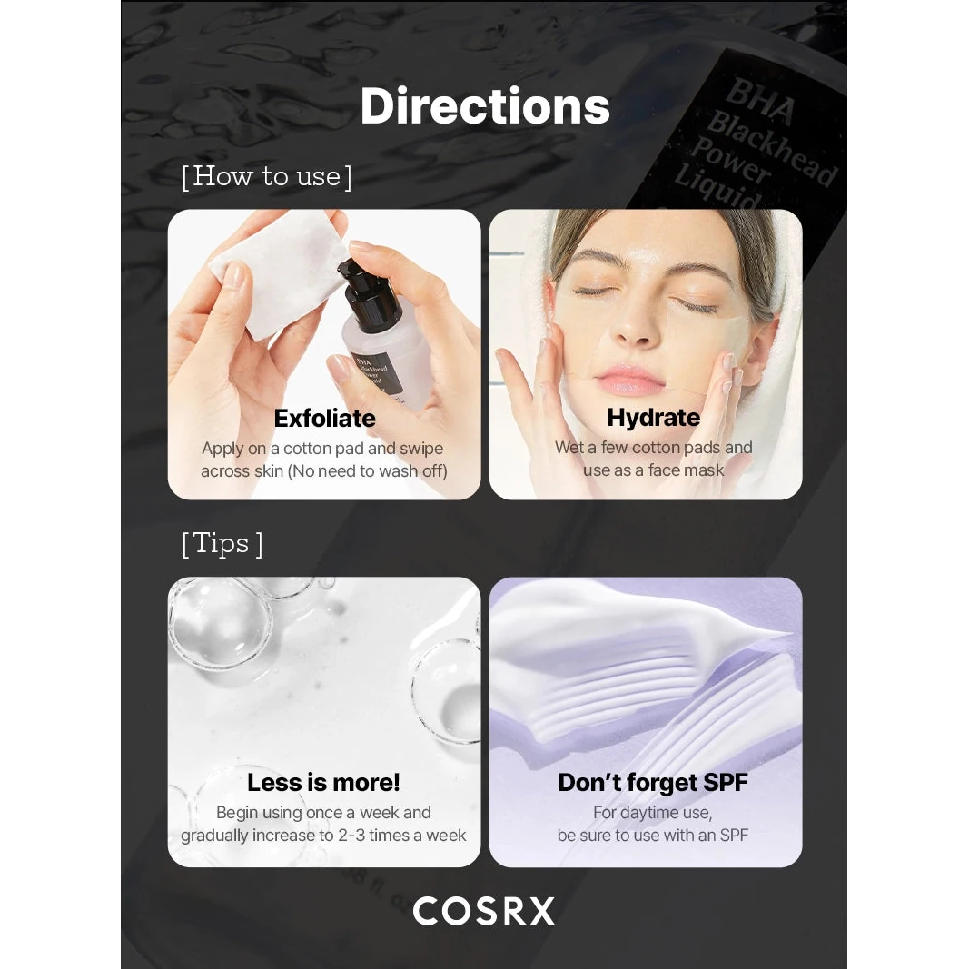 COSRX BHA Blackhead Power Liquid how to use application steps